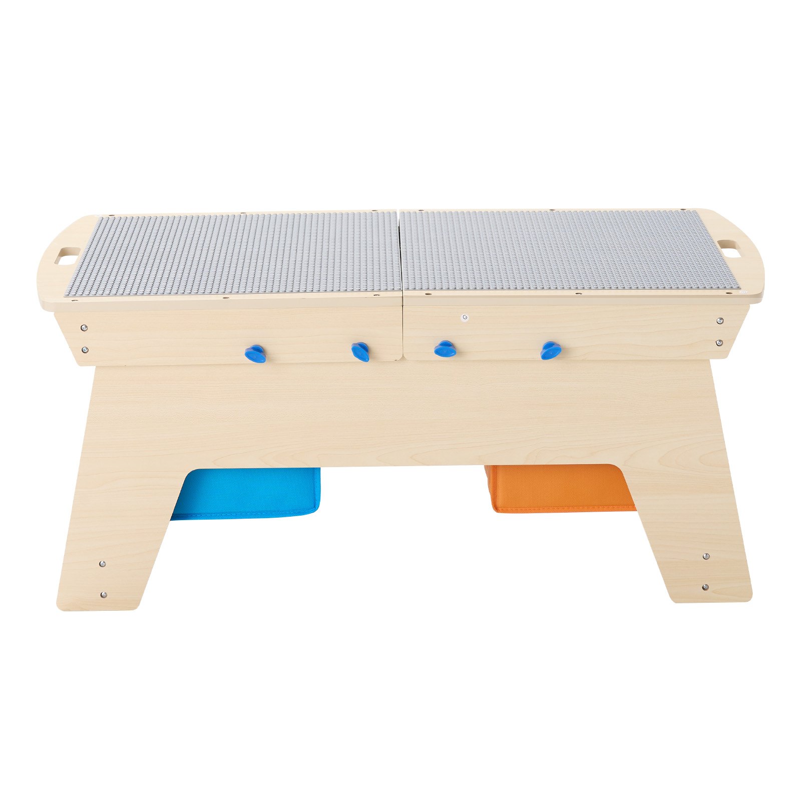 VEVOR Kids Reversible Wooden Activity Table, Multi-Purpose Activity Play Table with 200 Building Bricks & 3 Storage Bins for Kids 3+ Years, Large Storage Space, Present for Boys & Girls, Natural