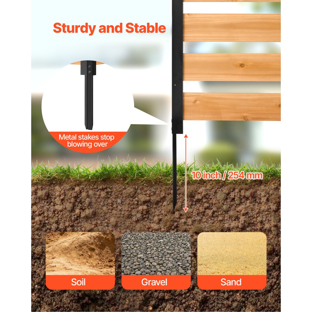 VEVOR Recinzione in Legno per Giardino 1219 x 1244 x 1219 mm, per Esterni a 2 Pannelli, Struttura in Acciaio, Recinzione per Giardino da Esterno per Bidone Utensili Giardinaggio Piscina Cortile