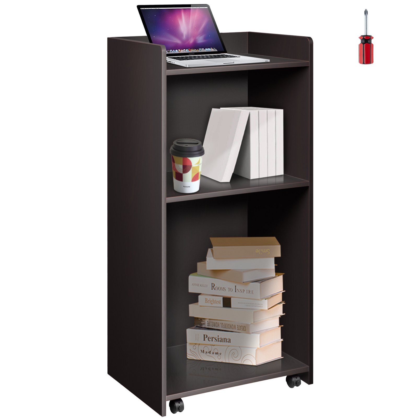 VEVOR Podio in Legno, 60x40x120 cm Leggio per Pulpito con Ripiano a 4 Rotelle, Supporto per Podio Colore Nero, Semplice Pulpiti Leggio Adatto per Chiese, Matrimoni, Aule, Seminari, Case e Ristoranti