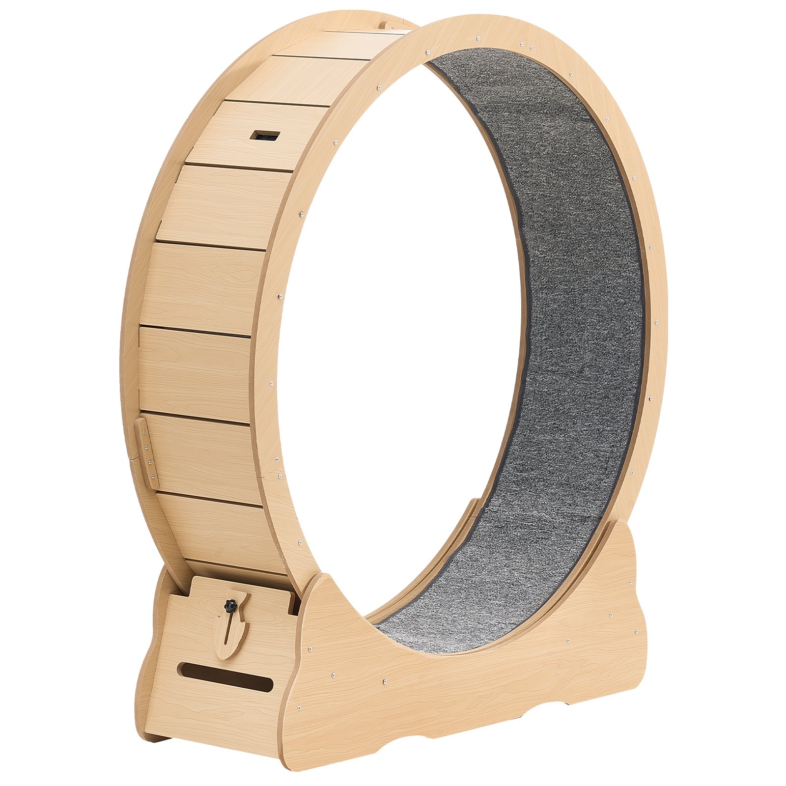 VEVOR Giocattolo Sportivo per Gatti, Ruota per Correre in Legno da 120 cm per Gatti da Interno Fino a 12,7 kg, con Pista in Moquette e Meccanismo di Bloccaggio, per Animali Domestici Colore Legno