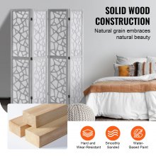 VEVOR Divisorio in Legno per Ambienti 4 Pannelli, Divisorio in Legno Intagliato per Interni, Alto 1700 mm Divisorio Decorativo Portatile, per Separazione di Ambienti, Casa, Ristorante, Camera da Letto