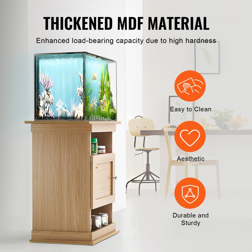 VEVOR Supporto per acquario 20 galloni, 25,2 x 15,7 x 28,3 pollici in MDF, capacità carico 167,6 libbre, Supporto per acquario per rettili con contenitore, armadietto e kit hardware