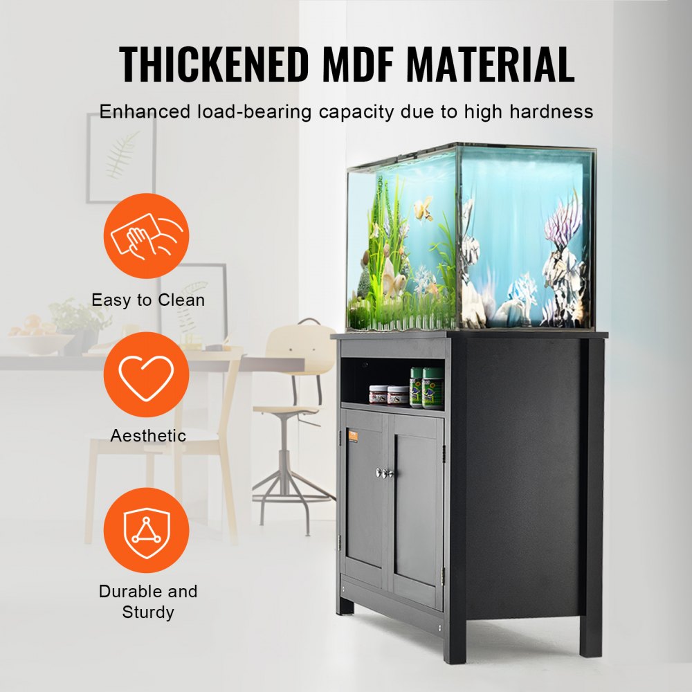 VEVOR Supporto per acquario 40 galloni in MDF 36,5 x 15,7 x 30 pollici, Capacità di carico di 335 libbre, Supporto per acquario per rettili con contenitore, armadietto e kit hardware, Nero