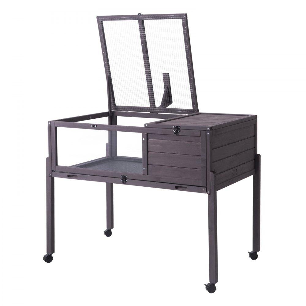 VEVOR Casa per Tartarughe, Habitat per Tartarughe per Interni ed Esterni, Recinto per Tartarughe in Legno con Supporto per Luce, Piedini, Gabbia Habitat a Rotelle per Rettili, Piccoli Animali