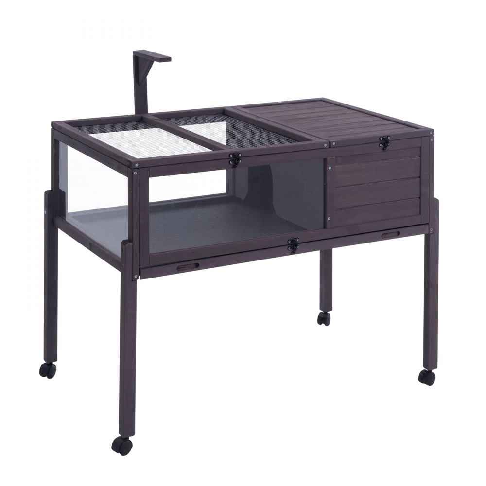 VEVOR Casa per Tartarughe, Habitat per Tartarughe per Interni ed Esterni, Recinto per Tartarughe in Legno con Supporto per Luce, Piedini, Gabbia Habitat a Rotelle per Rettili, Piccoli Animali