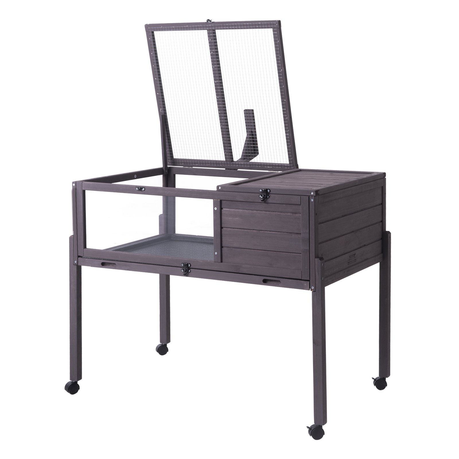 VEVOR Tortoise Habitat, Wooden Tortoise House for Indoor and Outdoor Use, Tortoise Enclosure on Wheels with Light Stand, Reptile Enclosure Small Animal Cage with Legs and Wheels, for Geckos, Lizards, and Snakes