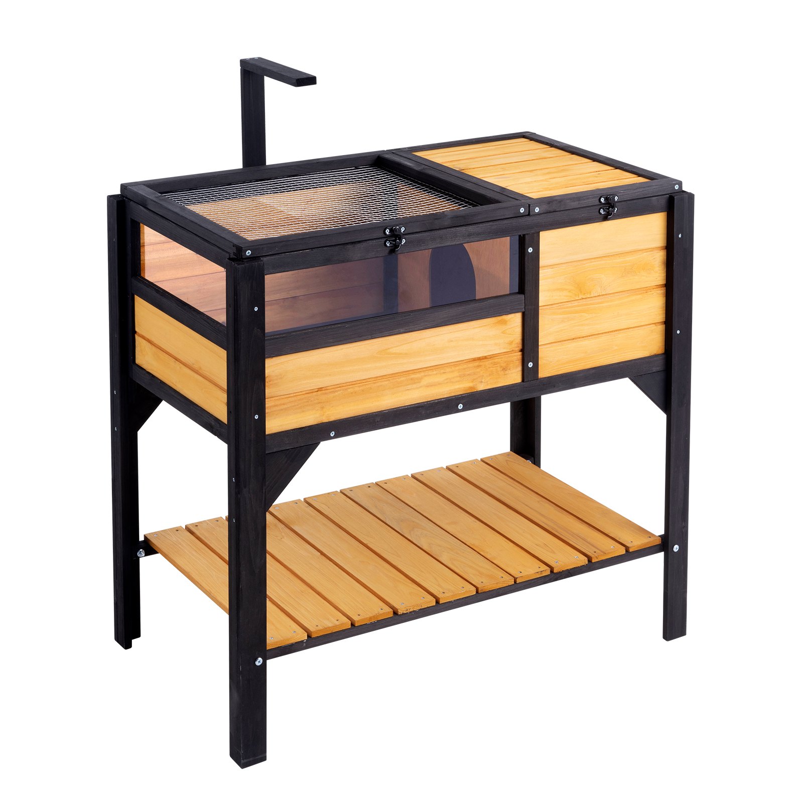 VEVOR Habitat per Tartarughe, Casa per Tartarughe in Legno per Interni ed Esterni, Recinto per Tartarughe con Supporto per Luce, Recinto per Rettili, Gabbia per Piccoli Animali con Gambe di Supporto