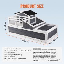 VEVOR Casetta Habitat per Tartarughe in Legno per Interni Esterni 112x65x61,5cm