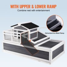 VEVOR Casa per Tartarughe, Habitat per Tartarughe con Balcone 2 Piani, Recinto per Tartarughe in Legno per Interni ed Esterni con Rampa, Vassoio, Tetto Apribile, Gabbia per Rettili, 112x65x61,5 cm