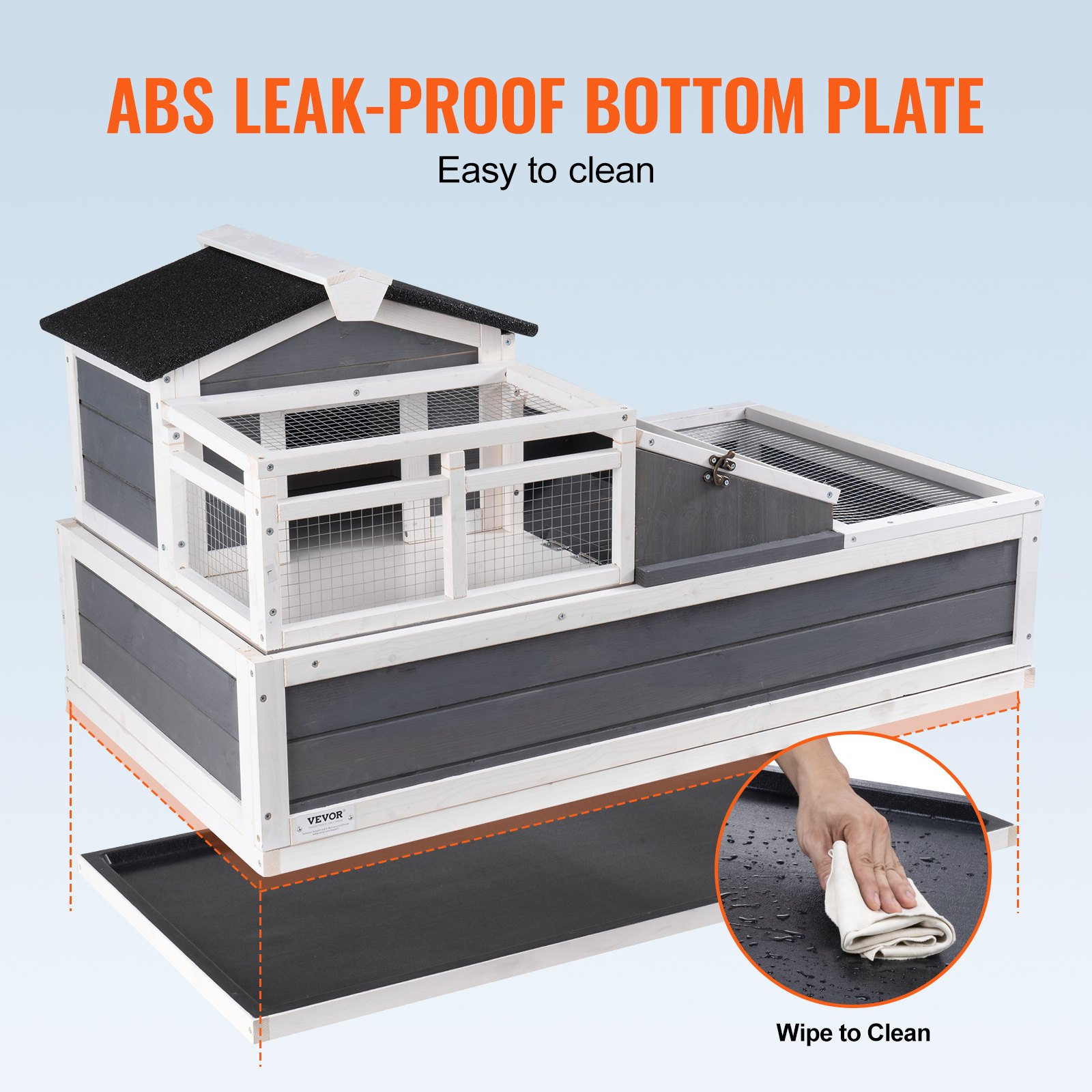 VEVOR Casa per Tartarughe, Habitat per Tartarughe con Balcone 2 Piani, Recinto per Tartarughe in Legno per Interni ed Esterni con Rampa, Vassoio, Tetto Apribile, Gabbia per Rettili, 112x65x61,5 cm