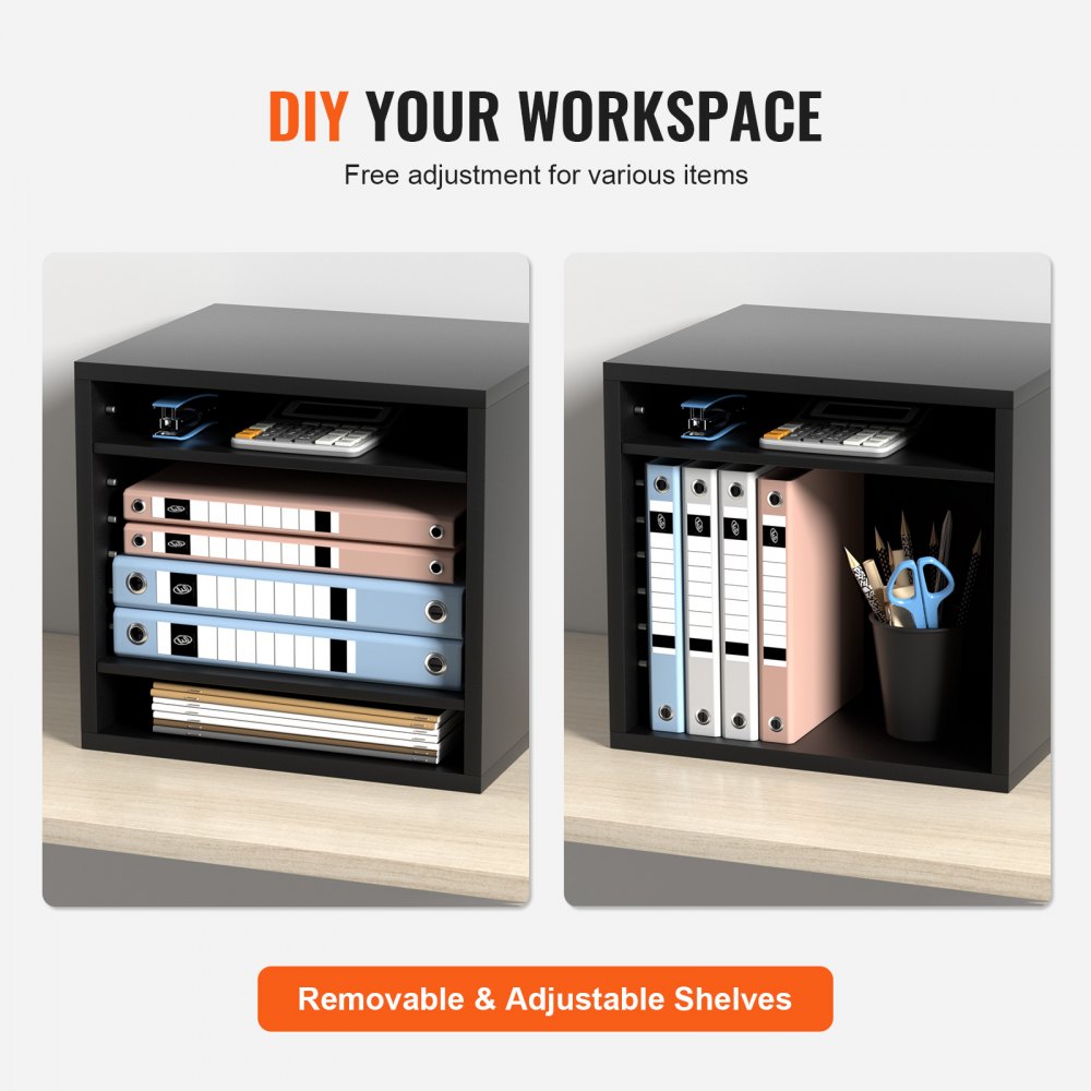 VEVOR Organizzatore per Documenti in Legno 5 Scompartimenti Nero Carico Singolo 10 kg Rimovibili e Regolabili, Portadocumenti 35,5 x 30,5 x 33 cm per Libri Documenti Fumetti Moduli 5 Scompartimenti