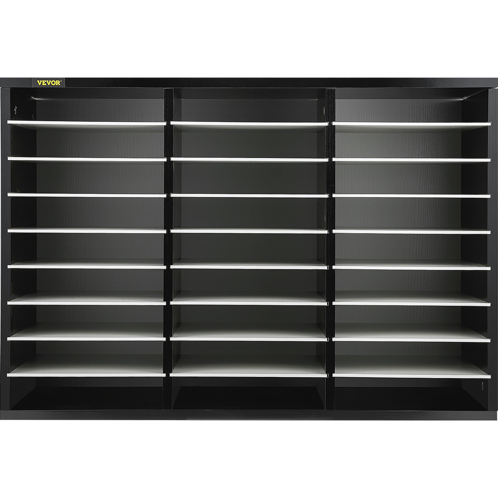 VEVOR Organizzatore di Documenti in MDF, Organizer di Scrivania a Colore Bianco e Nero da 80 x 30,5 x 55 cm, Cassettiera di Ufficio su Scrivania con 27 Scomparti, Adatto per Casa Ufficio Aula Studio