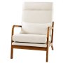 VEVOR Accent Chair, High Back Mid Century Modern Armchair with Solid Wood Frame and Non-Slip Legs, Upholstered Leisure Chairs with Linen Fabric and 13.5 cm Thickened Cushion, for Living Room, Bedroom