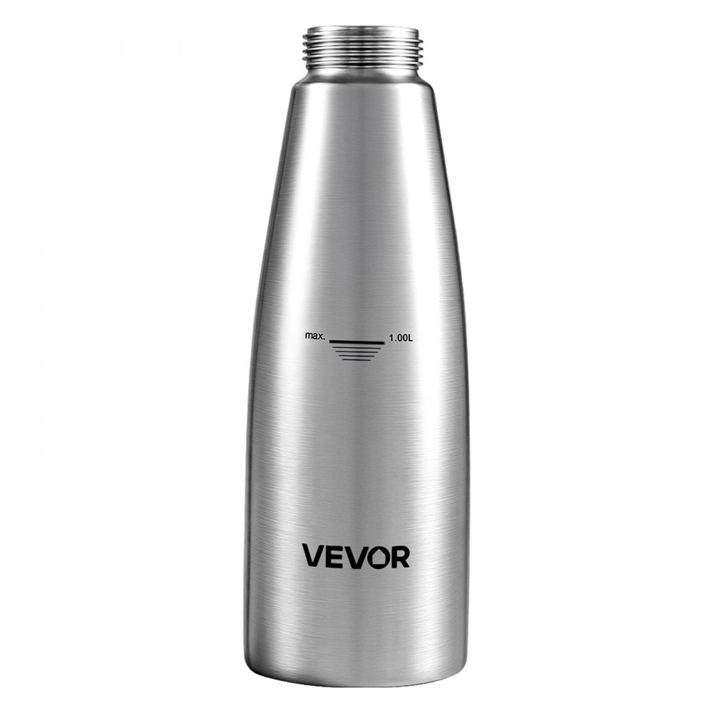 VEVOR Dispenser per Panna Montata Senza Cartuccia 3 Beccucci Decorativi 1 L Funziona con N₂O, Materiale in Acciaio Inox 304, a Prova di Perdite, per Bar, Pasticcerie, Pannificio, Decorazione di Torte
