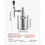 VEVOR Fusto da Caffè Nitro 2L Sistema di Erogazione di Azoto Caffè Freddo, Infusore di Azoto Portatile con Erogatore Valvola di Sfogo di Pressione, Acciaio Inox,, Birra Fredda, Tè, 190 x 145 x 355 mm
