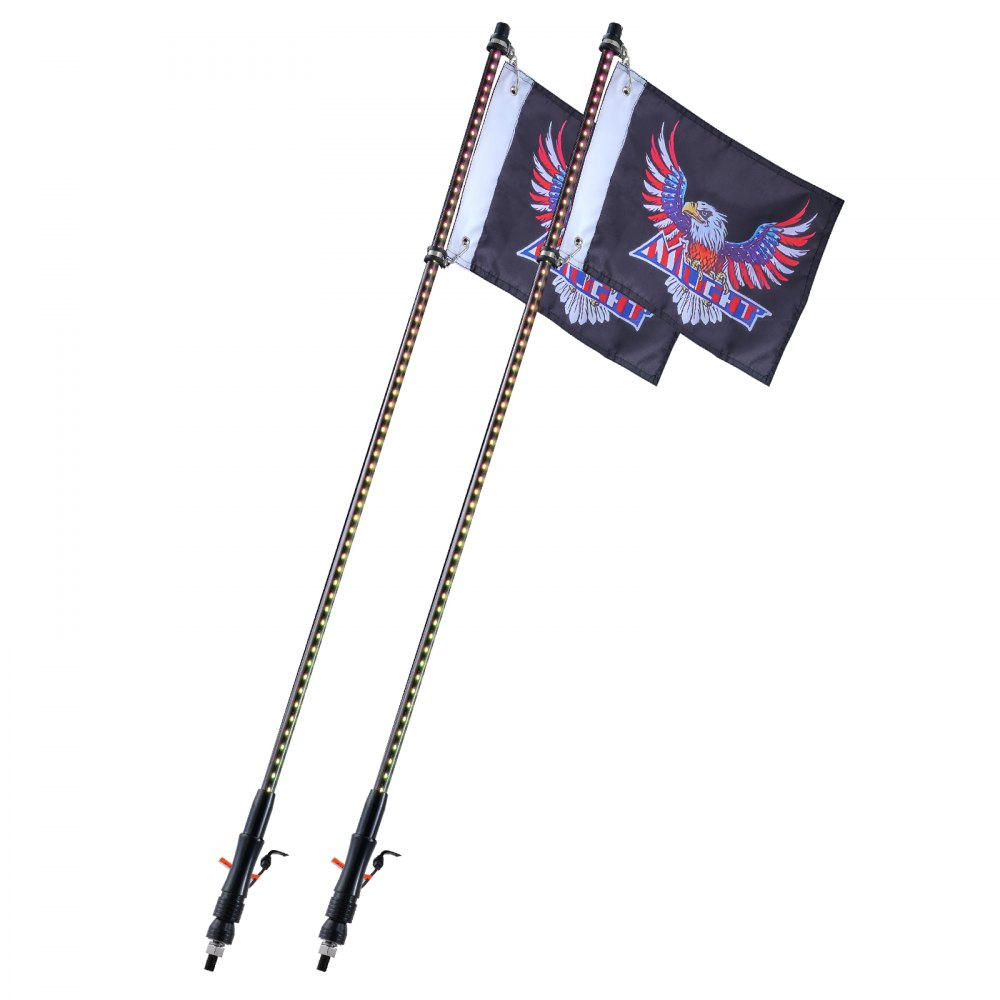 VEVOR Frusta Luminosa 2 PZ LED Frusta Luminosa 930 mm APP e Telecomando RF Fruste Illuminate da Caccia RGB Impermeabili, Luci a Frusta a LED, 4 Bandiere per UTV ATV Motociclette RZR Camion Fuoristrada