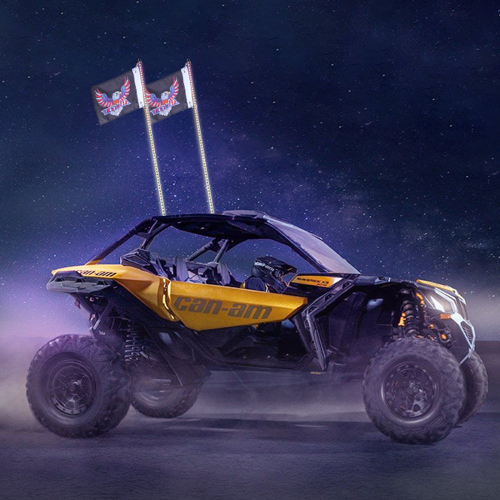 VEVOR Luci a Frusta a LED 1230 mm Frusta Luminosa Confezione 2, APP Telecomando RF Fruste RGB impermeabili con Luce di Marcia 4 Bandiere, LED Frusta Luminosa per UTV ATV Motociclette RZR Can-am Camion