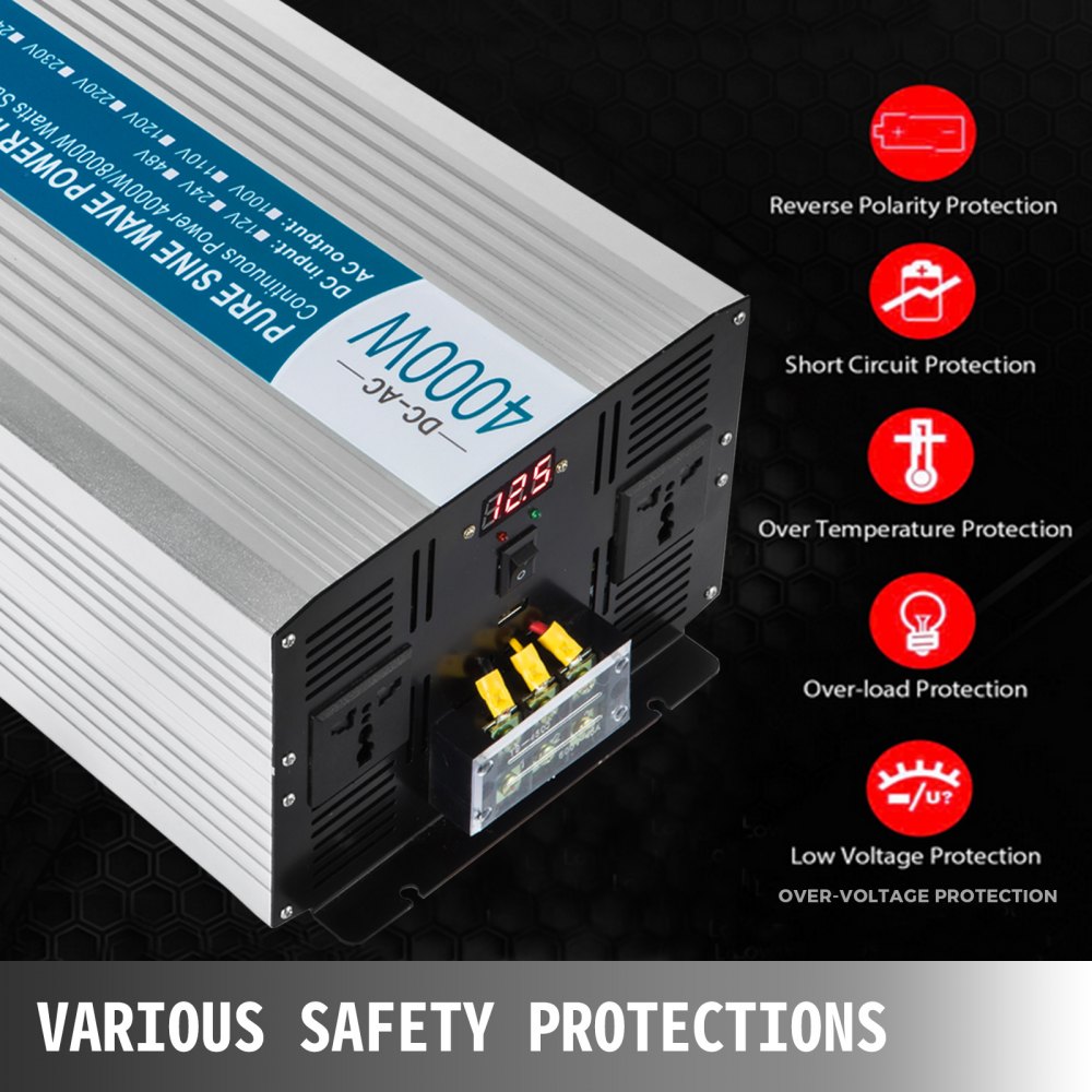 4000w 8000w Onda Sinusoidale Pura Invertitore Inverter 12v 220v With Lcd Display