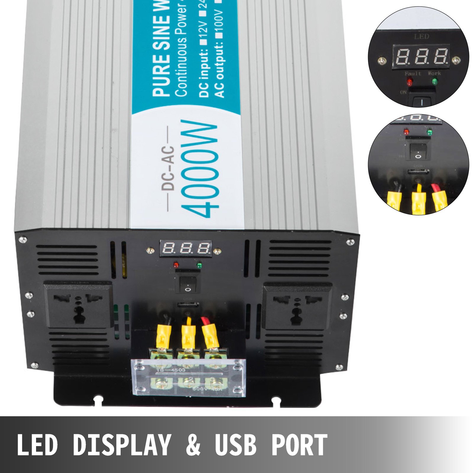 4000w 8000w Onda Sinusoidale Pura Invertitore Inverter 12v 220v With Lcd Display