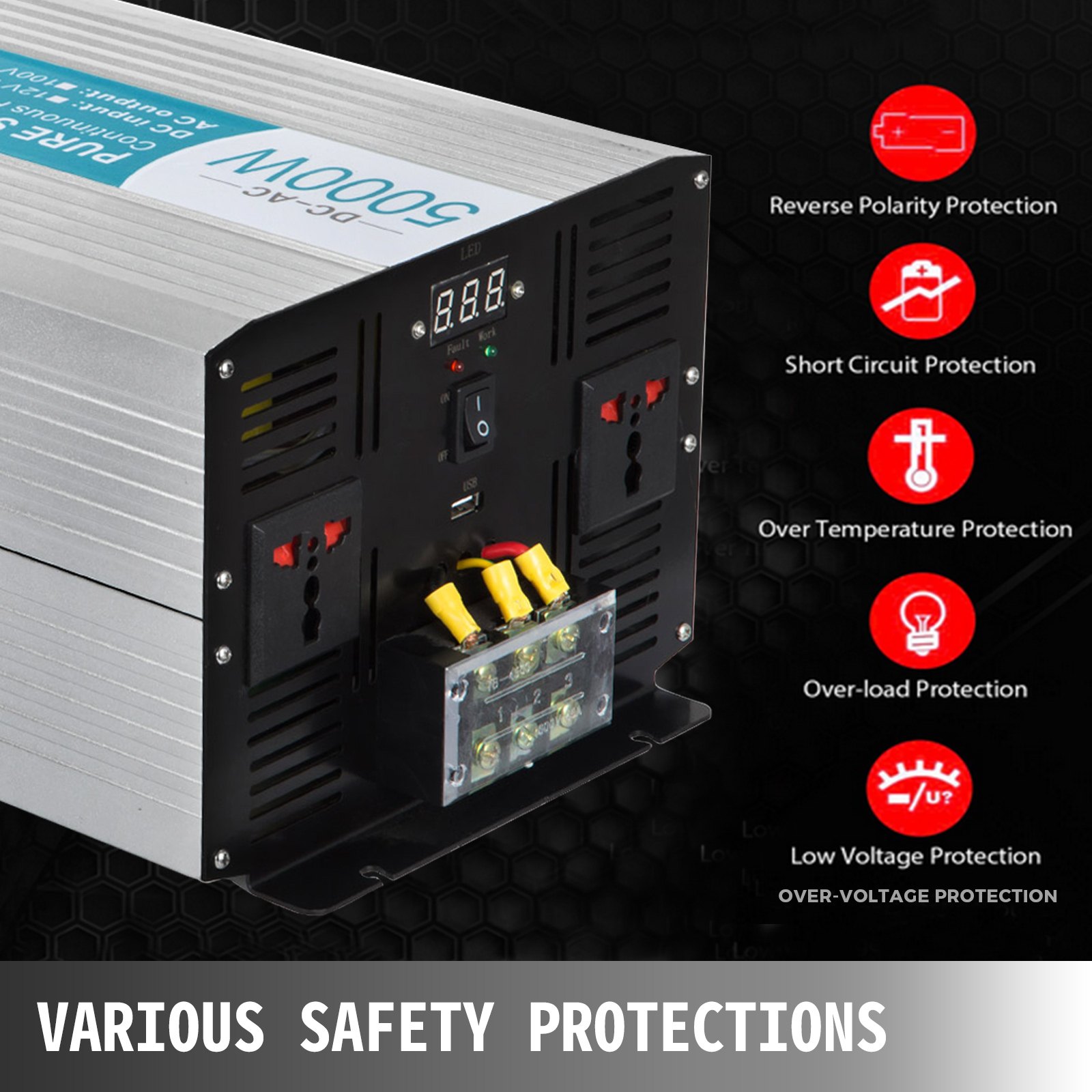 Inverter Onda Sinusoidale Pura 5000w 10000w 24v 220v 230v Convertitore Sortstart