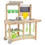 VEVOR Cucina Educativa per Bambini da 880 x 326 x 900 mm, Cucine Giocattolo in Legno per Esterni con Cucchiai, Lavello, Tettuccio Parasole, Ruote Girevoli, Pentole e Accessori, per la Casa e Prato