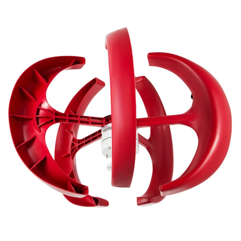 Generatore Eolico Verticale Turbina Con 5 Blades 200w 12v In Nylon Fiber Rosso