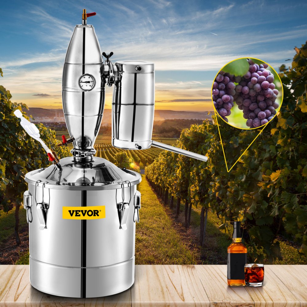VEVOR Caldaia per Acqua Distillata 70L 18,5 Galloni di Acqua Calda per Acqua Distillata Utilizzata Come Serbatoio di Fermentazione per Fermentare Bevande o Condimenti 40 x 40 cm in Acciaio Inox