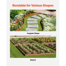 VEVOR Bordatura in Acciaio Metallo Antiruggine per Giardino, Bordatura Pieghevole per Prato Resistente, Facile Installare, Divisorio Aiuole Vialetto, Ruggine 10 Pezzi 1016 x 114,3 x 1,5 mm