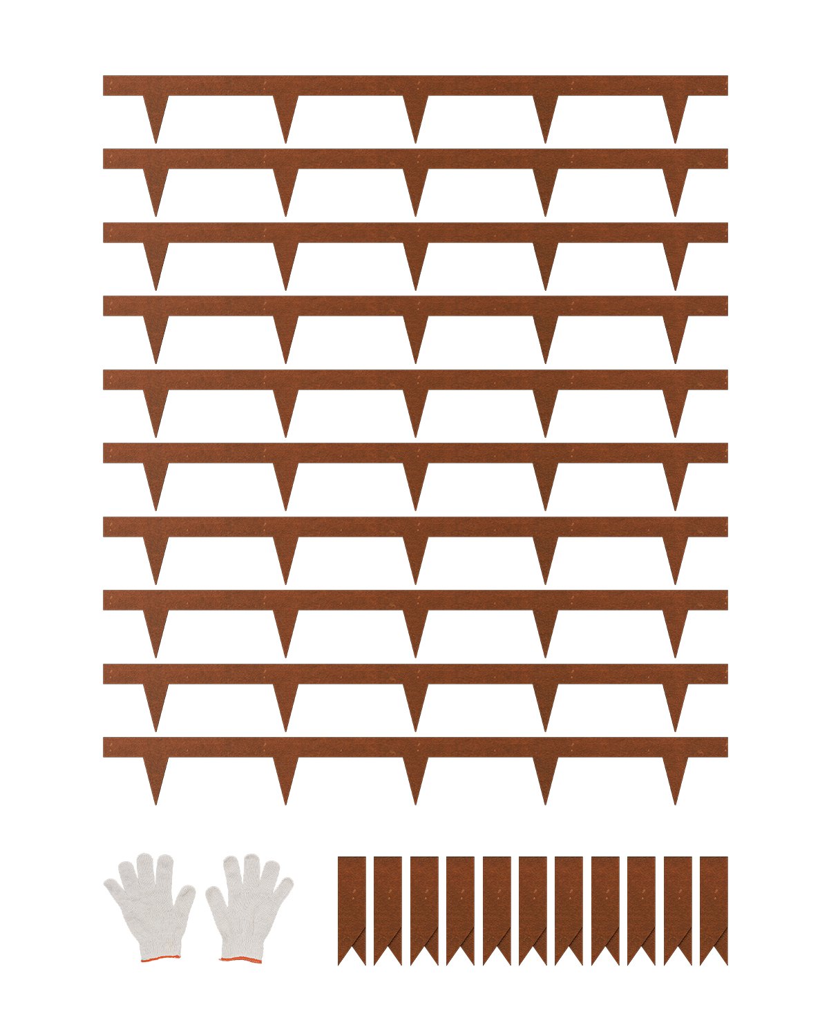 VEVOR Bordatura in Acciaio Metallo Antiruggine per Giardino, Bordatura Pieghevole per Prato Resistente, Facile Installare, Divisorio Aiuole Vialetto, Ruggine 10 Pezzi 1016 x 114,3 x 1,5 mm