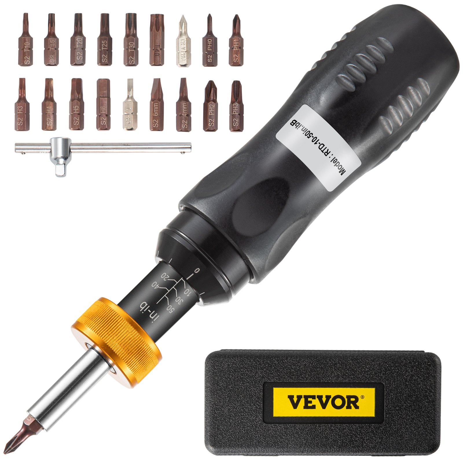 VEVOR 1/4 inch Torque Screwdriver Wrench Set, Torque Screwdriver, 1.1-5.6 Nm Torque Adjustment Range, 0.6 Nm Increments, Torque Screwdriver with Drill & Case