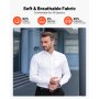 VEVOR Camicia da Uomo con Bottoni, a Maniche Lunghe Antipiega con Bottoni, Vestibilità Slim Fit in Tessuto Morbido ed Elasticizzato per Abbigliamento Casual o Formale da Lavoro, Bianco