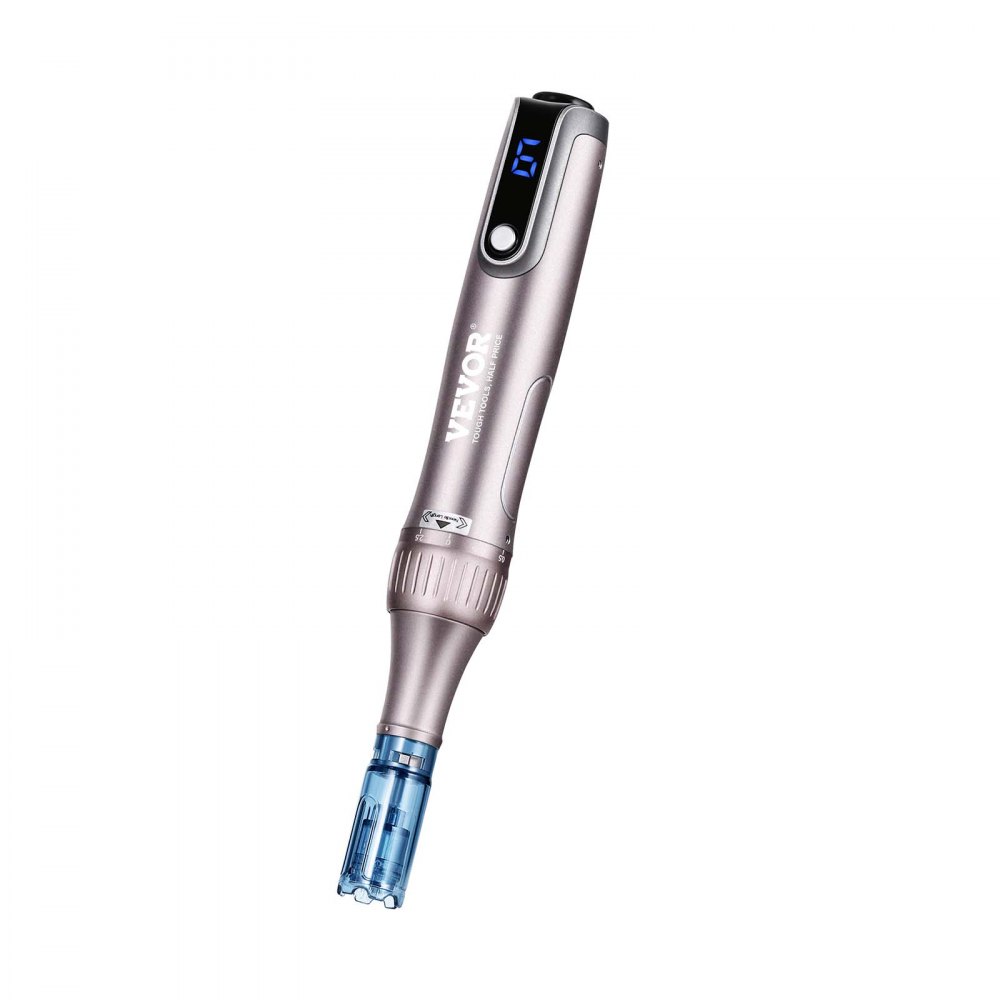 VEVOR Professional Microneedling Pen M8S, Electric Derma Pen with 12 Anti-Backflow Cartridges, Dermapen Beauty Device with 6 Variable Speeds, LCD Display, and 0-2.5 mm Adjustable Needle Length