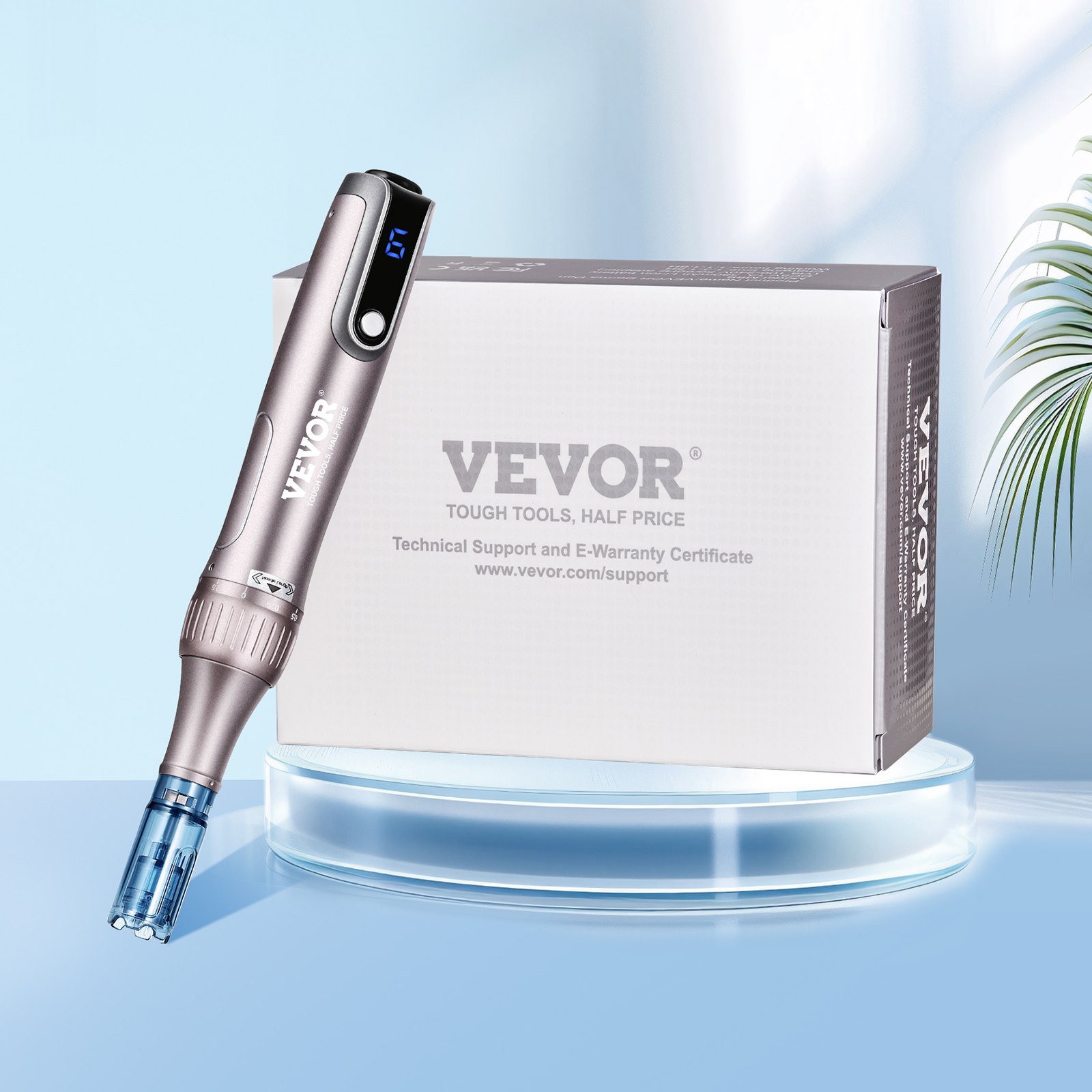VEVOR Penna per Microneedling Facciale M8S, Penna Derma Elettrica con 20 Aghi Anti-Reflusso, Dispositivo Bellezza con 6 velocità Variabili, Lunghezza Ago Regolabile 0-2,5 mm, Display LCD