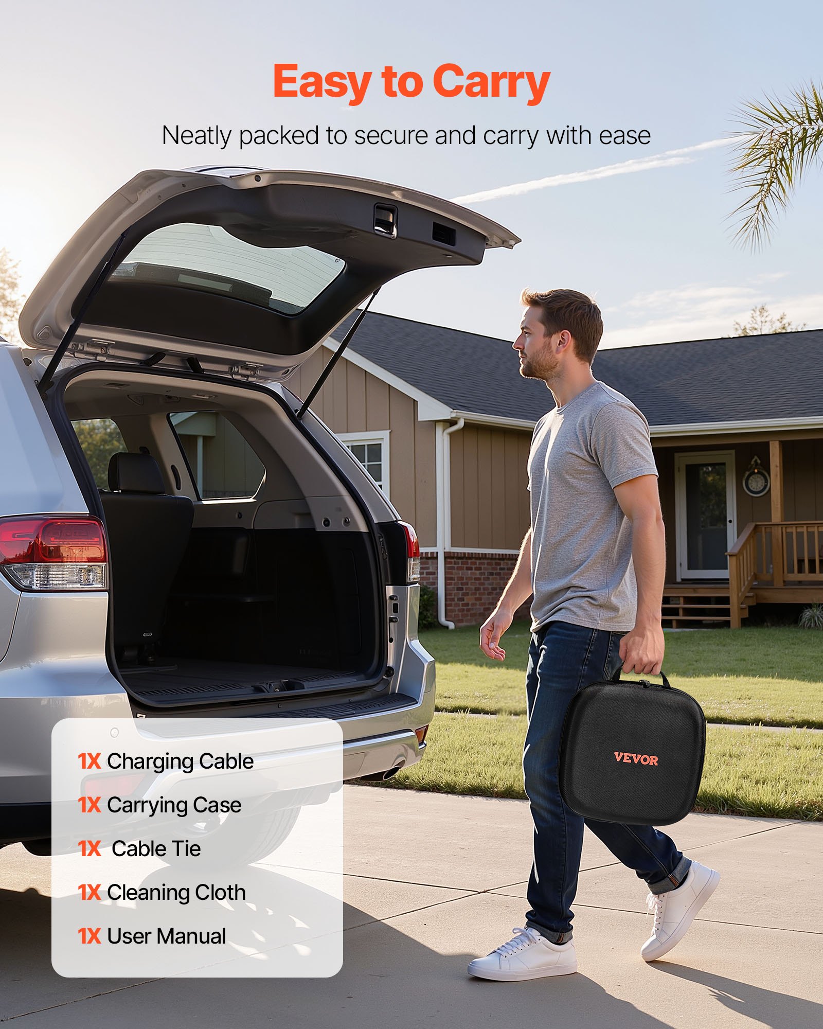 VEVOR Cavo di Prolunga per Caricabatterie EV, 32 Ampere, 10 m, max 22 kW, Cavo per Ricarica Auto Elettrica Compatibile con Tipo 2, IP65 Trifase CA 480 V 50 Hz con Borsa per Trasporto