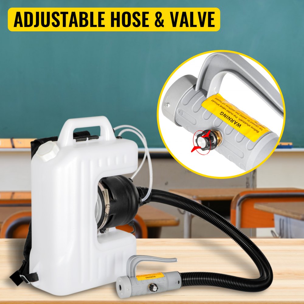 VEVOR Spruzzatore Elettrico a Zaino Capacità 10L Nebulizzatore a Spalla ULV Appannamento a Freddo 2200W a Colore Bianco, Spruzzatore per Hotel, Centri Commerciali, Ristoranti, Ospedali e Altri Luoghi