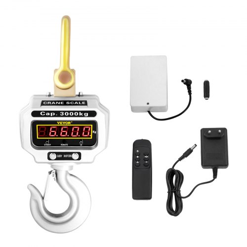 Bilancia a Gancio Digitale da 3000 KG, Bilancia Dinamometro con Gru di Elevata Precisione, Gancio Elettronico per Bilancia Pesapersone Elettronica, Bilancia Portatile Mini con Display LCD