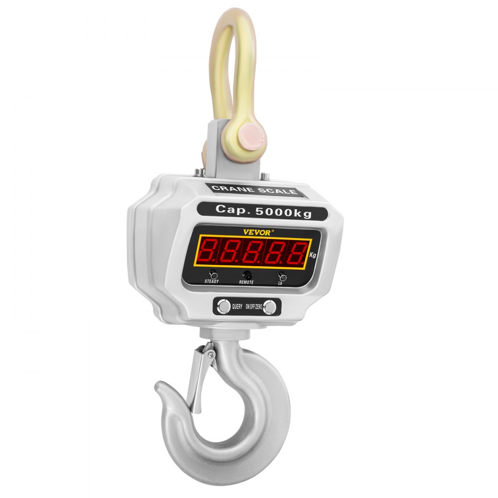 VEVOR Digital Wildlife Scale 5000 KG, Digital Hanging Scale with High Accuracy, Electronic Crane Scale, Digital Hanging Scale with Hook, Mini Portable Hanging Scale with LCD Display for Travel, Suitcases, Fishing
