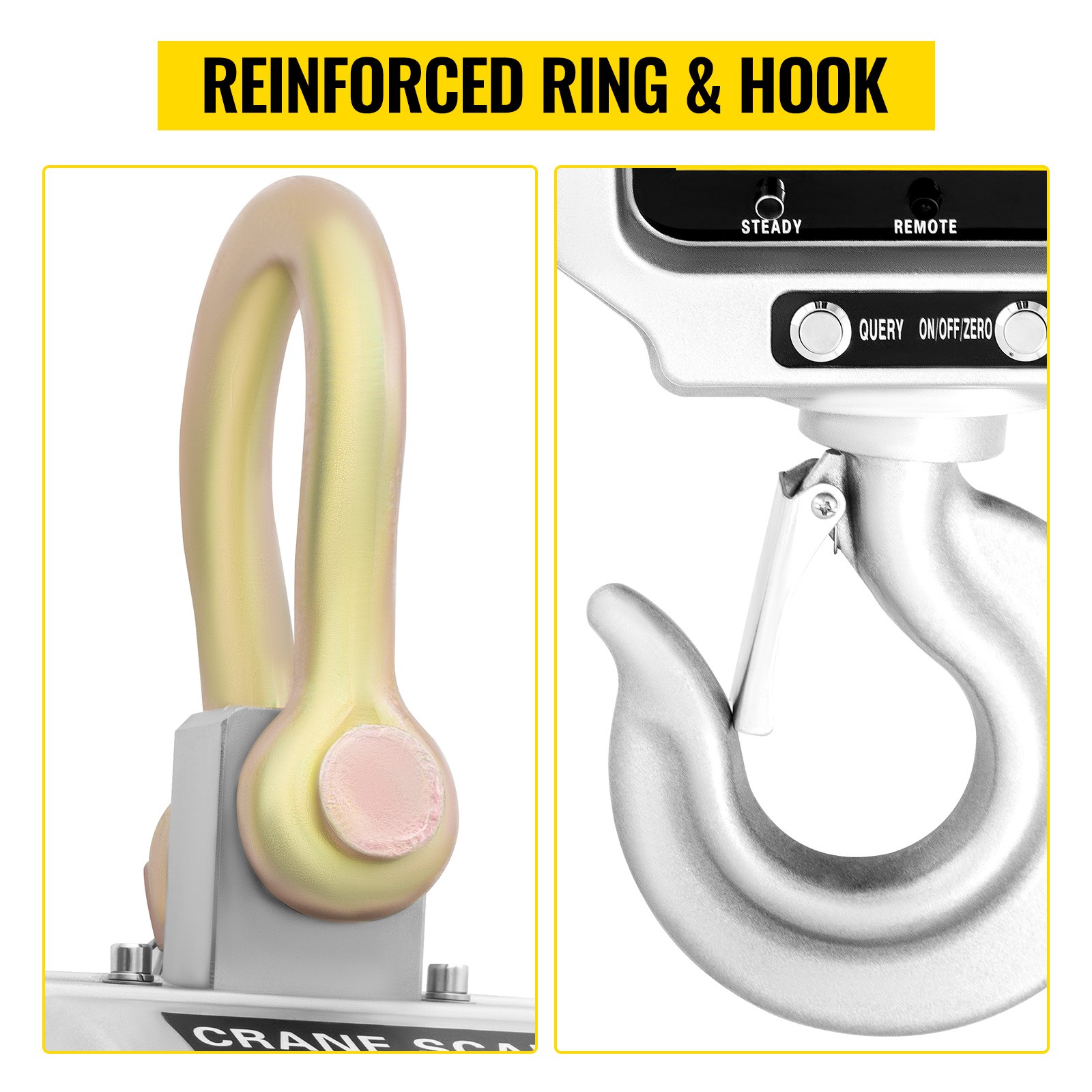 VEVOR Bilancia a Gancio Digitale da 5000kg, Bilancia Dinamometro con Gru di Elevata Precisione, Gancio Elettronico Pesapersone Elettronica Portatile con Display LCD