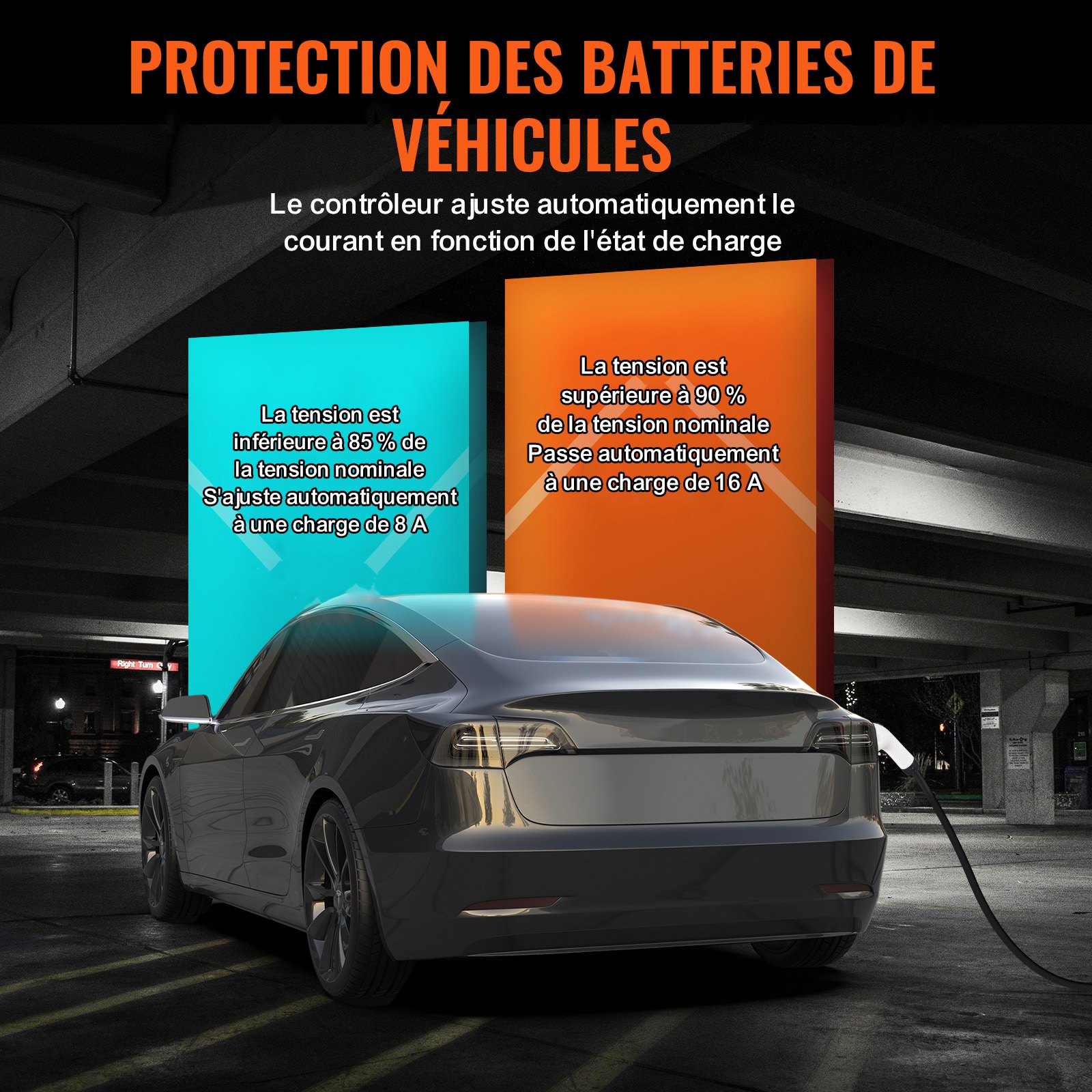 VEVOR Caricabatterie per Veicoli Elettrici Portatile Corrente Max.16A Monofase Tipo 2 Lunghezza Cavo 8,6m, Caricabatterie EV Portatile Impermeabilità IP66 Controllo APP Potenza max. 3,68kW Schermo LCD