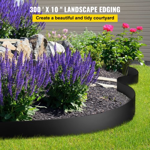 Bordo Per Giardino 10,2 Cm Con 36 Punte E Forbici - Kit Bordure Paesaggistiche In PP/PE Nero, Flessibile E Resistente