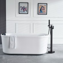 VEVOR Rubinetto per vasca da bagno indipendente, montaggio a pavimento, riempimento vasca da pavimento, miscelatori per doccia, due modalità d'acqua, bocca girevole a 360°, 17 x 27 x 103,8 cm, nero