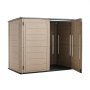 VEVOR Outdoor Storage Shed 1.36 m³ Horizontal Resin Storage Cabinet Brown, for Garage, Backyard Patio Accessories and Garden Tools, Waterproof Outside Lawn Mower Shed with Lockable Doors and Floor