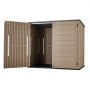 VEVOR Outdoor Storage Shed 1.36 m³ Horizontal Resin Storage Cabinet Brown, for Garage, Backyard Patio Accessories and Garden Tools, Waterproof Outside Lawn Mower Shed with Lockable Doors and Floor