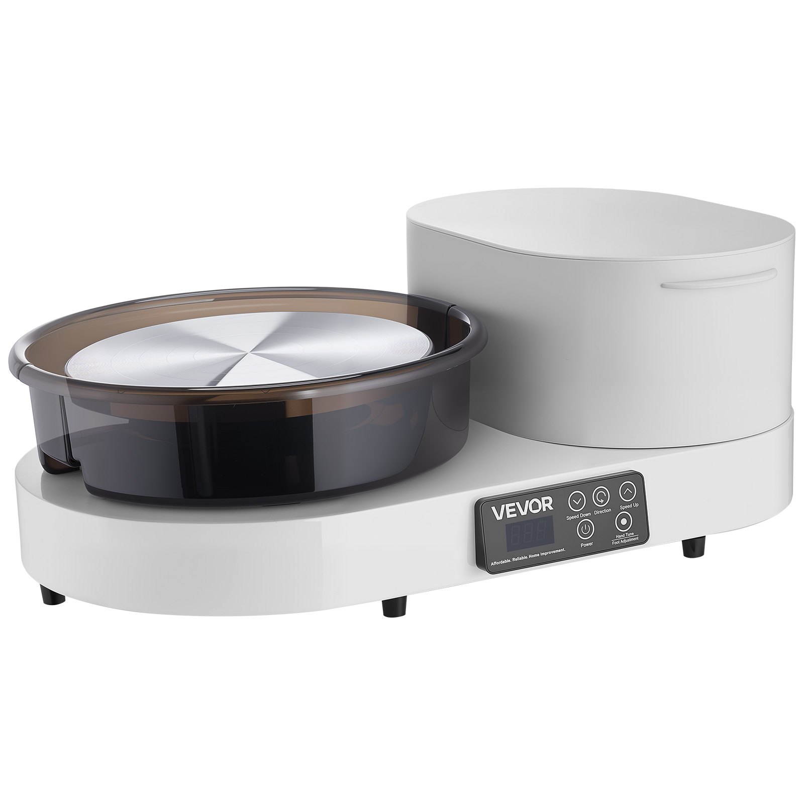 VEVOR Tornio Ceramica da Banco Elettrico Bianco 450W con Pedale, Piatto Girevole in Alluminio da 28cm, Velocità Regolabile da 30 a 300 giri/min, per Artigianato Fai Da Te Lavorazione Creta Argilla
