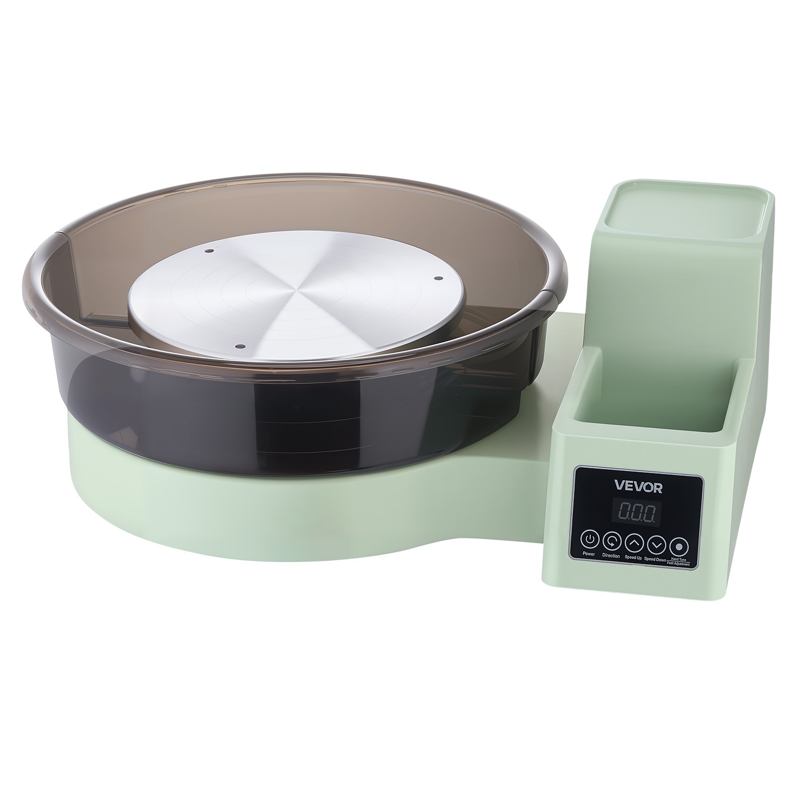 VEVOR Tornio Girevole da 36 e 28 cm Verde Vasca Rimovibile, Giradischi per Ceramica da Tavolo da 450 W con Pedale, Velocità Regolabile da 30 a 300 giri/min, per Principianti Artigianato Fai Da Te