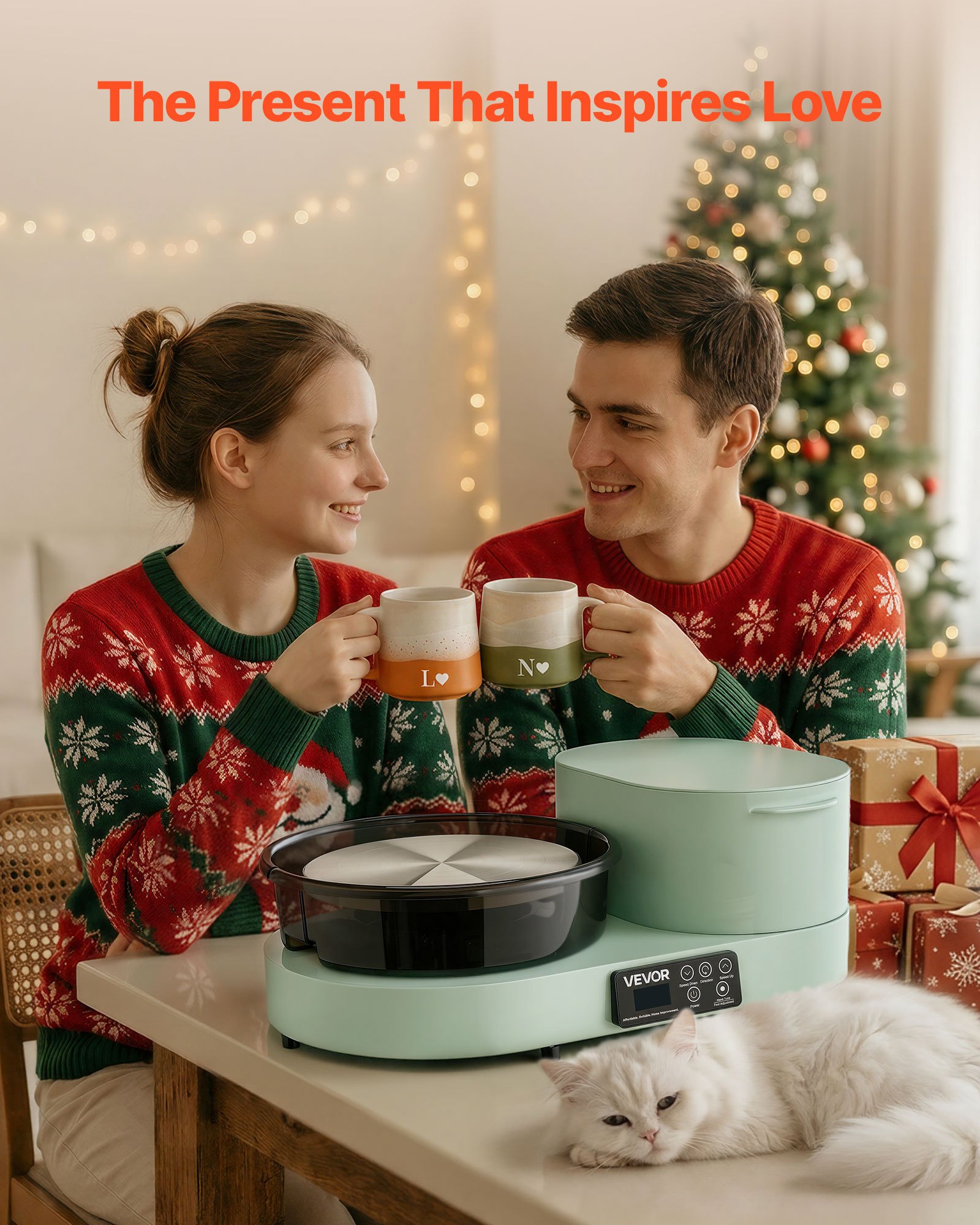 VEVOR Tornio per Argilla in Alluminio Piatto da 28cm Colore Verde, Tornio da Banco Elettrico da 450W con Pedale, Velocità Regolabile da 30 a 300 giri/min, per Creta Principianti Artigianato Fai Da Te