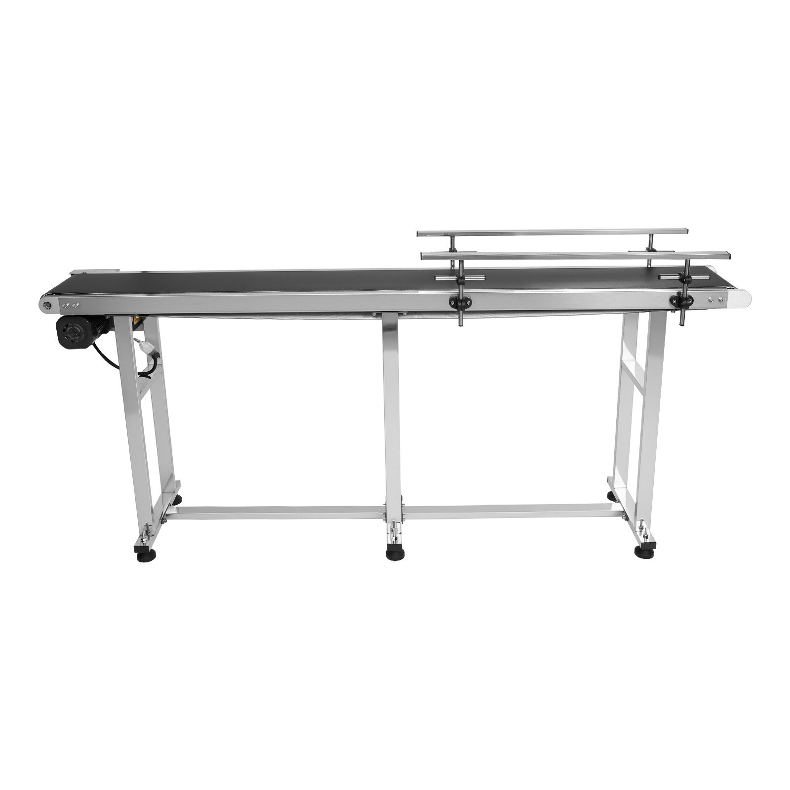 VEVOR Trasportatore a nastro 1803,4x198,1 mm Trasportatore in acciaio inossidabile, Trasportatore antistatico in PVC velocità regolabile doppia ringhiera per uso commerciale