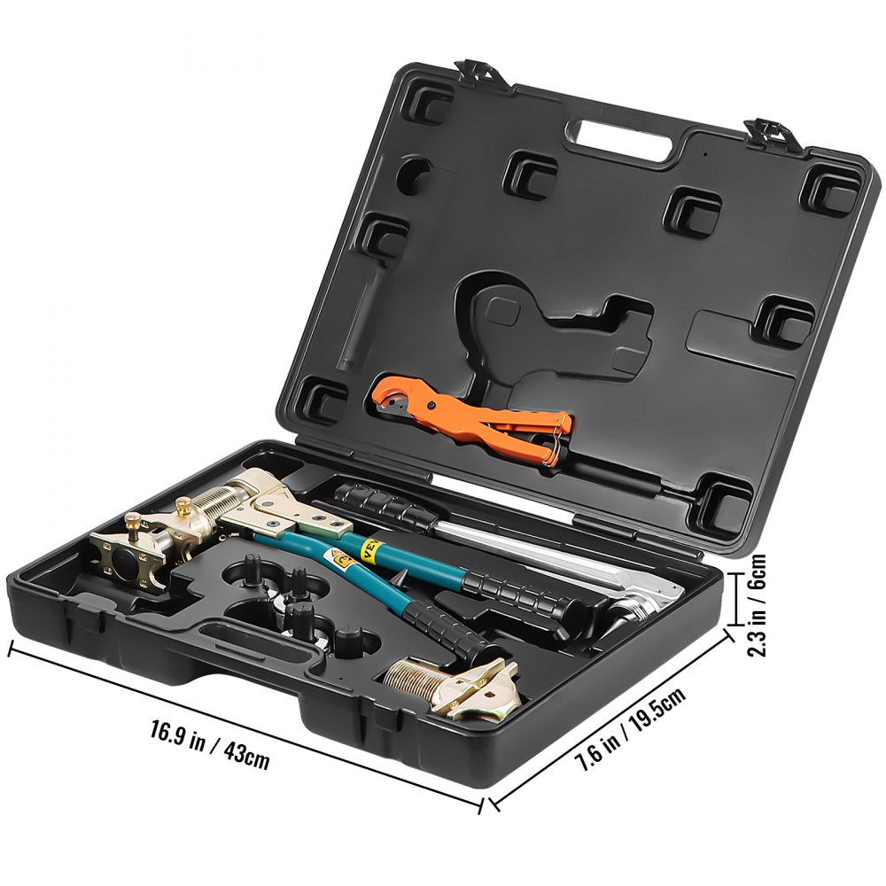 VEVOR Kit di Attrezzi per Espansione di Tubi Idraulici, PEX-1632 Strumenti di Svasatura per Tubi, Espansione Idraulici per Tubi con Doppie Teste di Compressione, Kit di Espansione per Tubi, Rosso