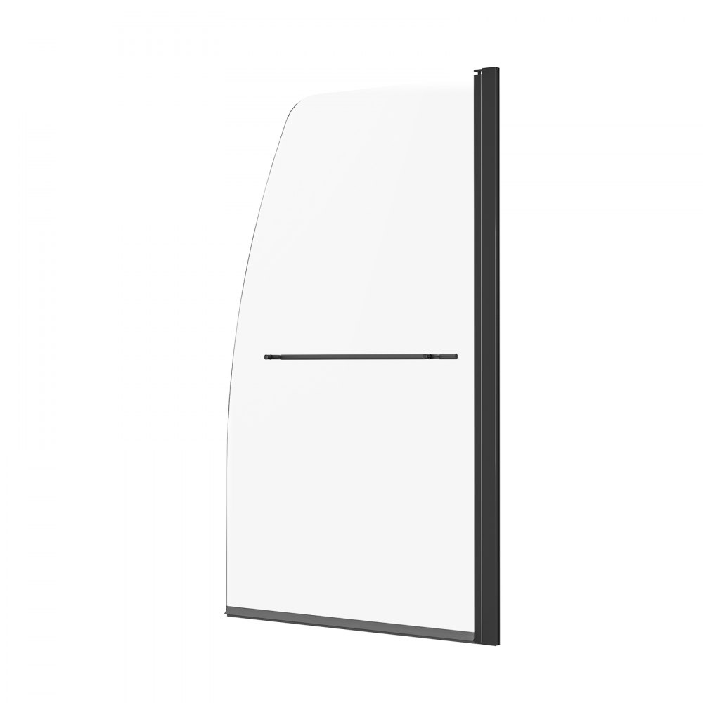 VEVOR Porta Doccia Senza Telaio per Vasca da Bagno, Larghezza 864 mm Altezza1397 mm, Mezza Porta in Vetro Temperato Girevole a 180° per Doccia con Schermo Maniglia in Acciaio Inox Nero