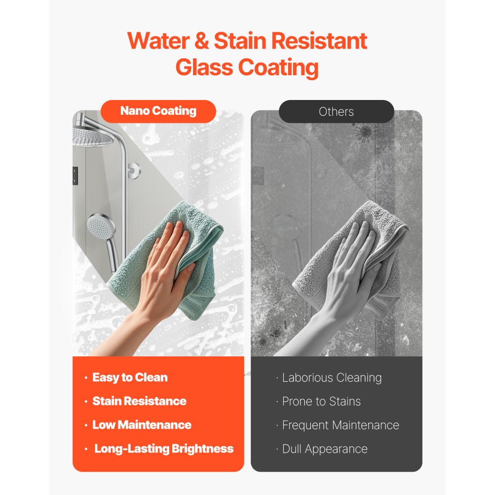 VEVOR Porta Doccia Pieghevole per Vasca da Bagno Senza Telaio, Porta Robusta a Tre Ante, in Vetro Temperato Girevole Pieghevole a 180°, per Vasca da Bagno, Colore Nero 1295 x 1422 mm